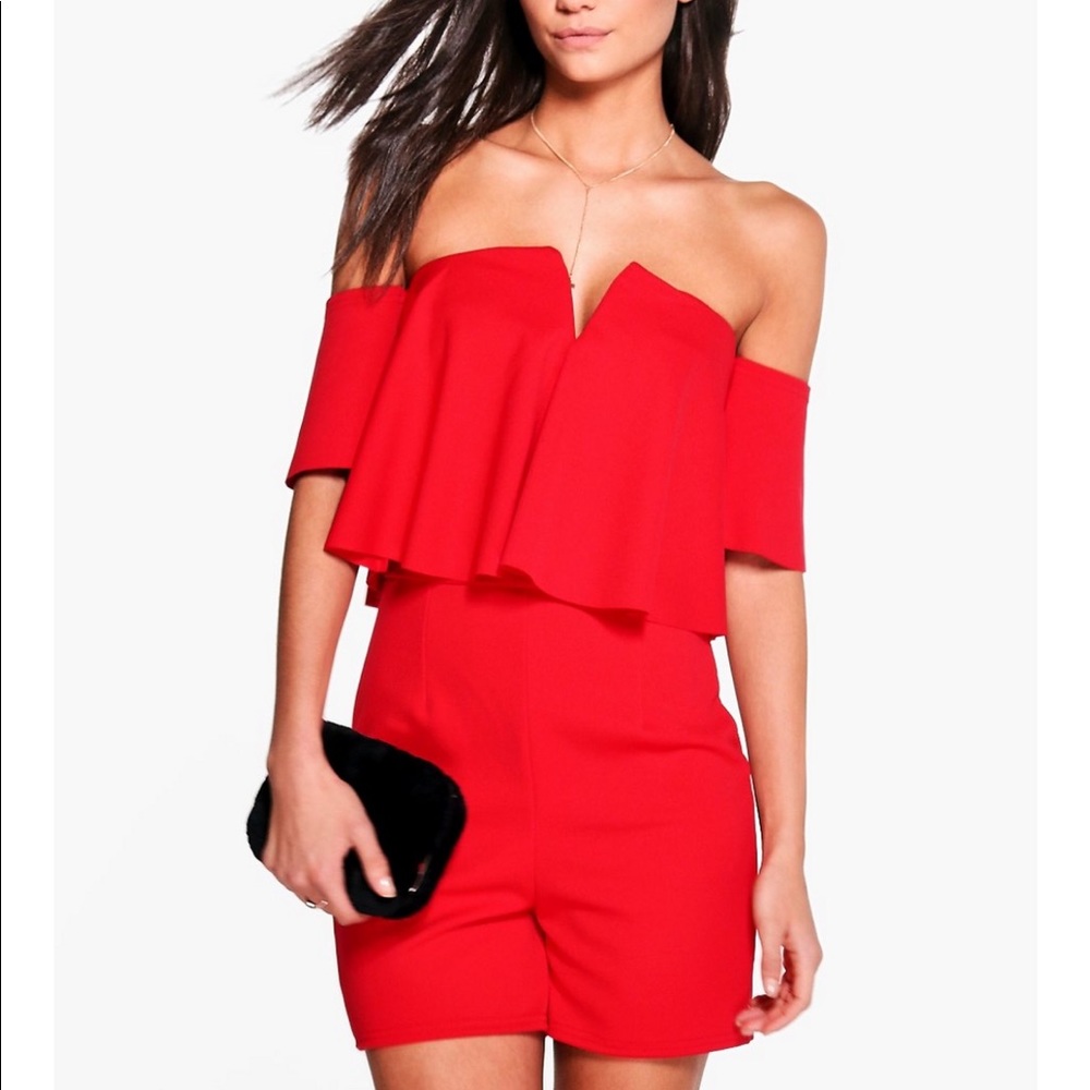 Tall Kairi Frill Off The Shoulder Playsuit